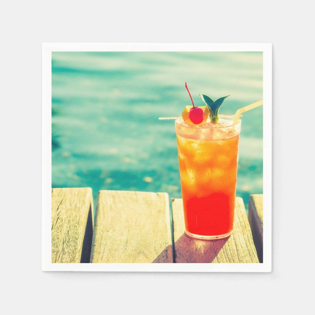 Orange fruktig cocktail party pappersservett (Framsidan)