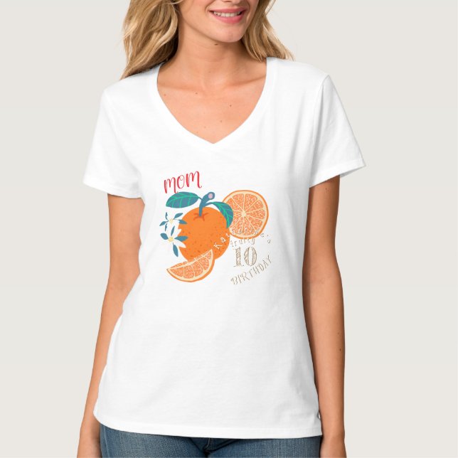 Orange Fruktig födelsedag T Shirt (Framsida)