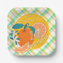 Orange Fruktig Pets Birthday Papper Plate
