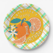 Orange Fruktig Pets Birthday Papper Plate