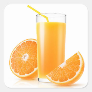 Orange fruktsaft fyrkantigt klistermärke