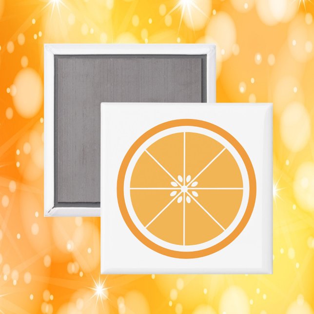 Orange Fruktsegment Magnet (A magnet featuring an orange fruit slice.)