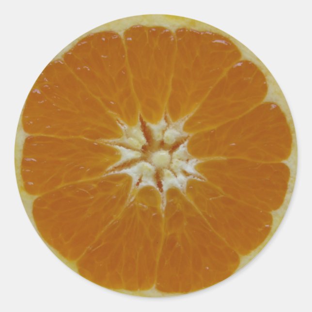 Orange Fruktsegment Runt Klistermärke (Framsida)