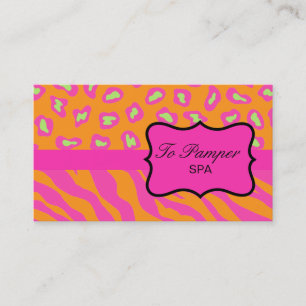 Orange & Fuchsia Rosa Zebra & Cheetah Skin Anpassn Visitkort