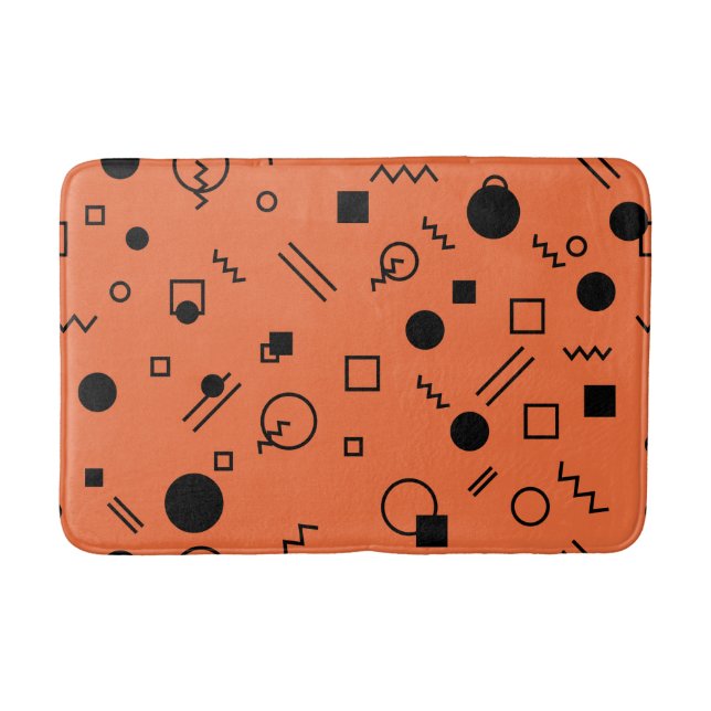 Orange, fun, trendy, geometric Memphis graphic Badrumsmatta (Framsidan)