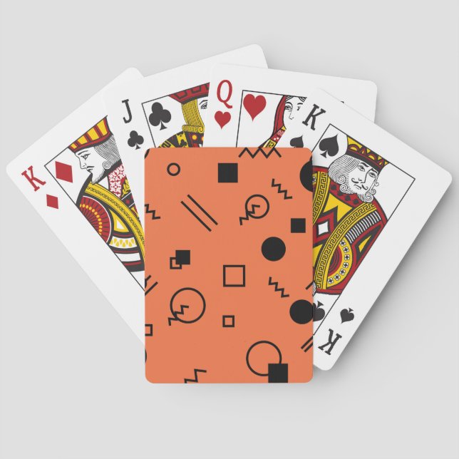 Orange, fun, trendy, geometric Memphis graphic Casinokort (Baksidan)