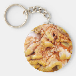 Orange Fungus Rund Silverfärgad Nyckelring