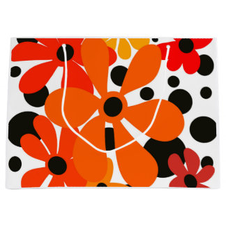 Orange funky blommor och svart polka dots