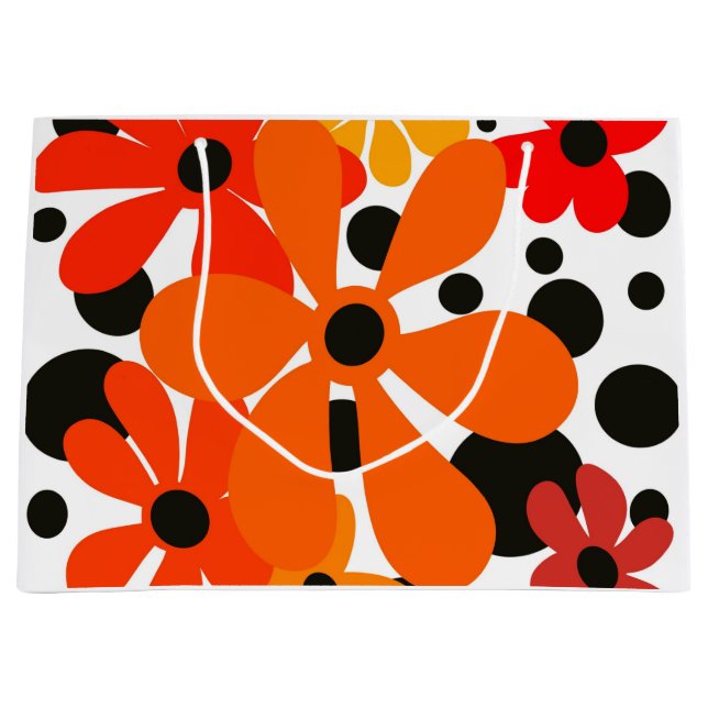 Orange funky blommor och svart polka dots (Framsidan)