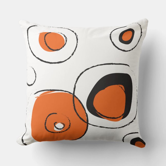 Orange FUNKY DOTS DESIGN Retro Dekorativ kudde (Framsida)