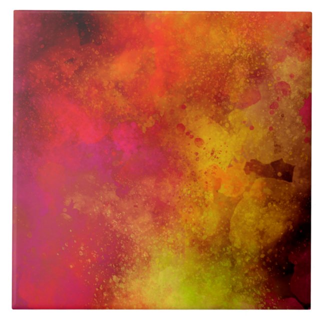 Orange Galaxy Paint Splatter, effekt Kakelplatta (Framsidan)