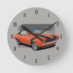 Orange gammalt Camaro stänk Rund Klocka