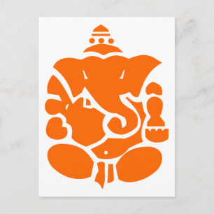 Orange Ganesha Illustration Vykort