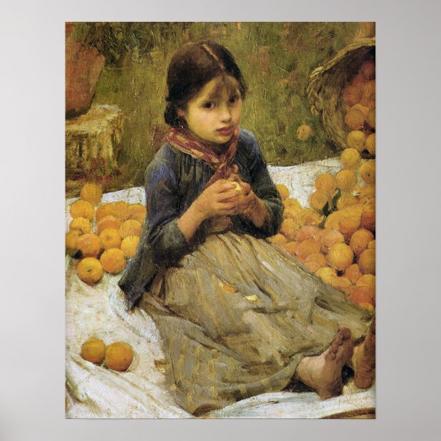 Orange Gatherers (uppgifter) J W Waterhouse Poster (Framsidan)