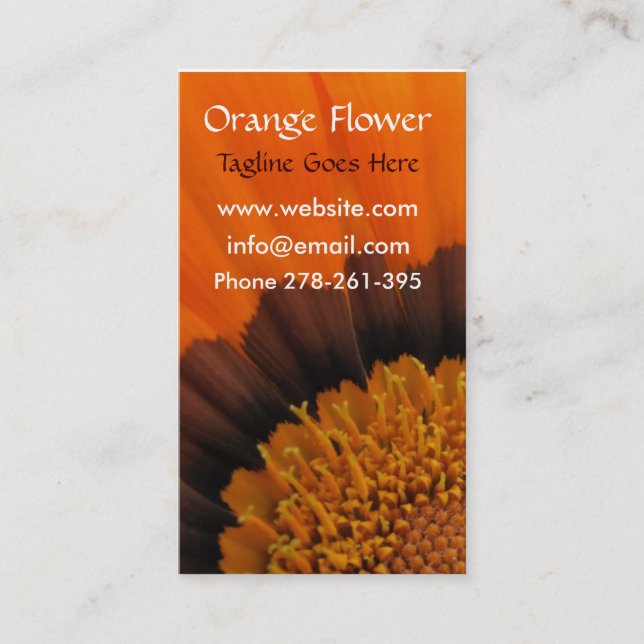 Orange Gazania Flower Affärskort Visitkort (Framsida)
