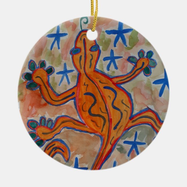 Orange Gecko Ceramic Ornament (Framsidan)