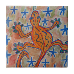 Orange Gecko Ceramic Tile Kakelplatta