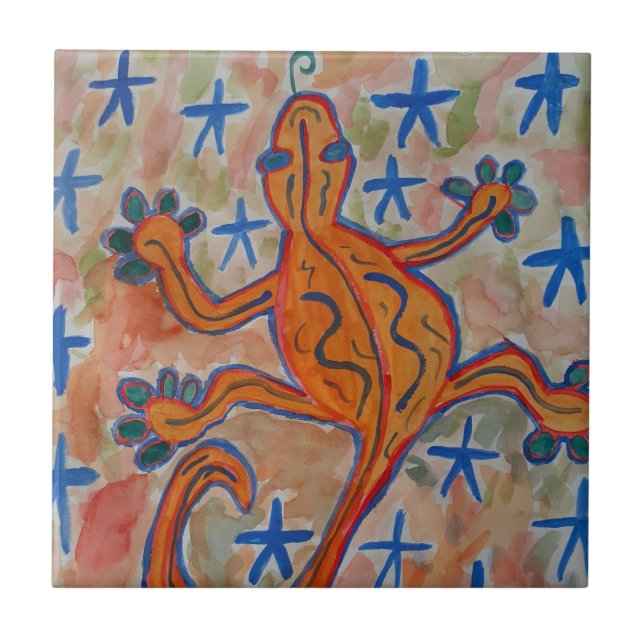 Orange Gecko Ceramic Tile Kakelplatta (Framsidan)