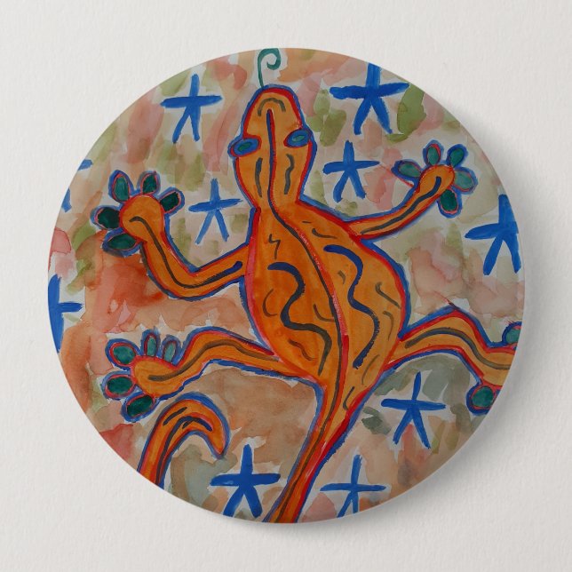 Orange Gecko Round Badge Knapp (Framsida)