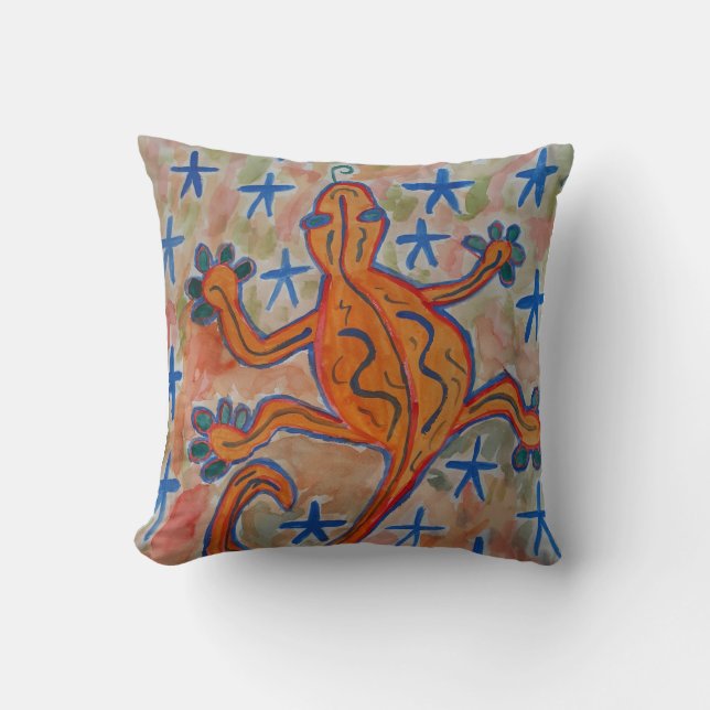 Orange Gecko Throw Cushion Kudde (Framsida)