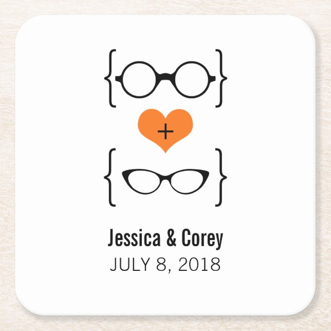 Orange Geeky Glass Papper Underlägg Kvadrat (Framsidan)