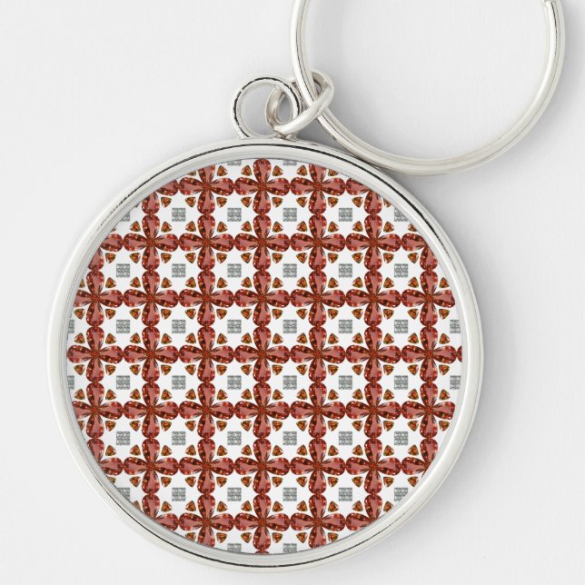 Orange Gemstone Diamond Art, Orange Rund Silverfärgad Nyckelring (Framsidan)