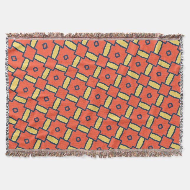 Orange Geometric Abstrakt Mönster Filt (Framsidan)