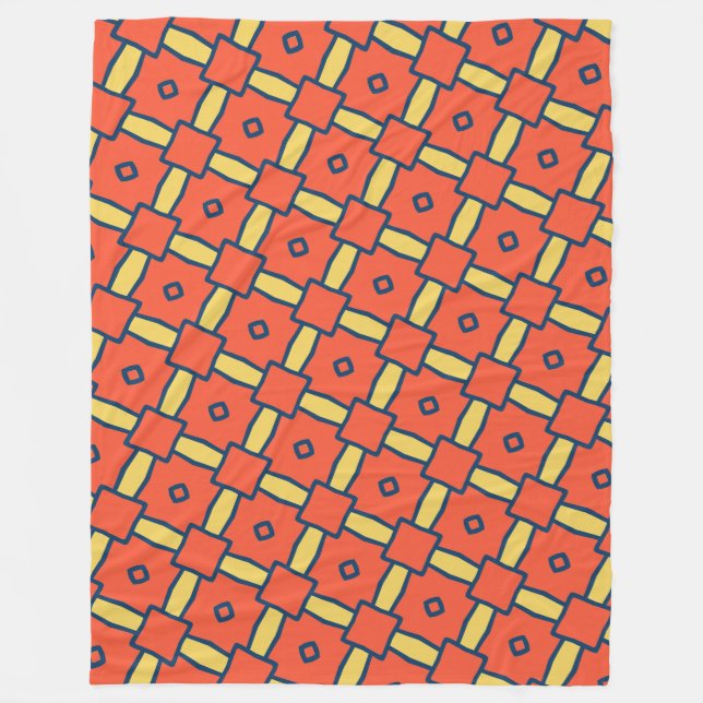 Orange Geometric Abstrakt Mönster Fleecefilt (Framsidan)