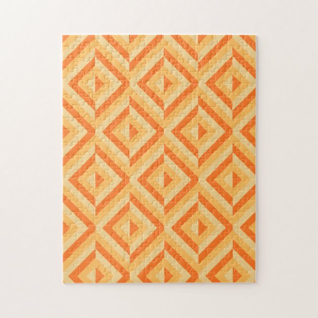 Orange Geometric Diamond Mönster Frustrstration Pussel (Vertikal)