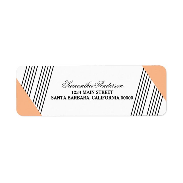 Orange Geometric Rand Adressetiketters Returadress Etikett (Framsidan)