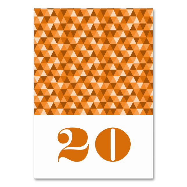 Orange Geometric Triangles Bord Card Bordsnummer (Framsidan)