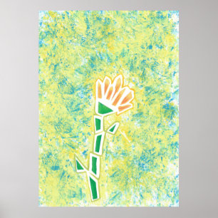 Orange geometrisk blomma på abstrakt bakgrund poster