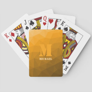 Orange geometrisk nätmönster Monogram Casinokort