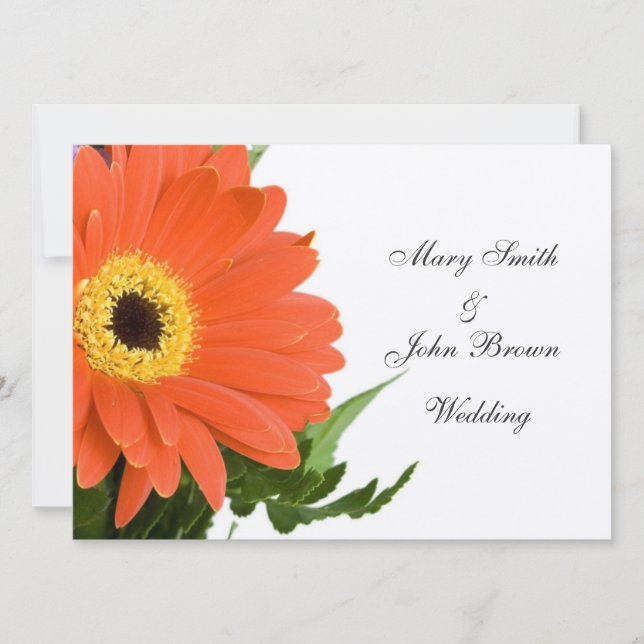 Orange Gerber bröllopsinbjudan Inbjudningar (Framsida)