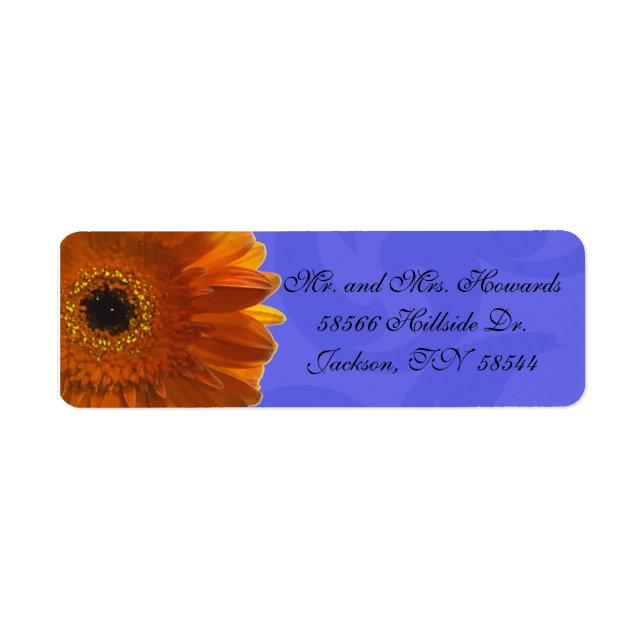 Orange Gerber Daisy Blue Return-adressetikett Returadress Etikett (Framsidan)