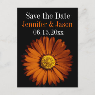 Orange Gerber Daisy Bröllop spara datum-kort Meddelande Vykort