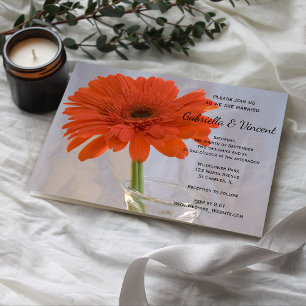 Orange Gerber Daisy i Vas Bröllop Inbjudningar