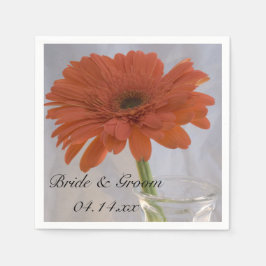 Orange Gerber Daisy i Vas Bröllop Pappersservett