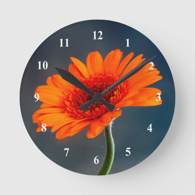 Orange Gerbera Acrylic wall klocka (Framsida)