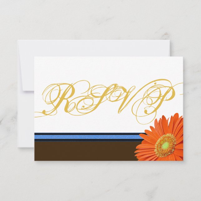Orange Gerbera Blue Brown w/Guld Script OSA Kort (Framsida)