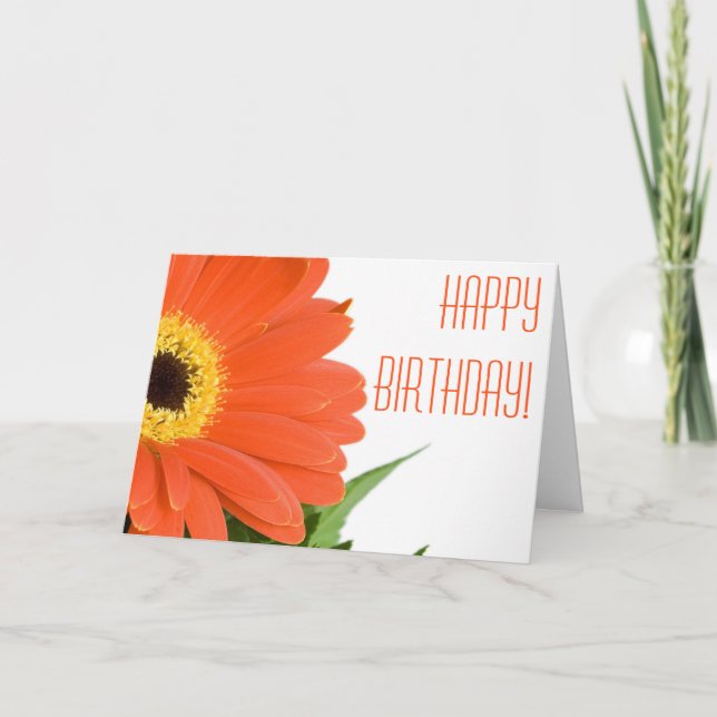 Orange Gerbera Daisy Birthday Card Kort (Framsida)