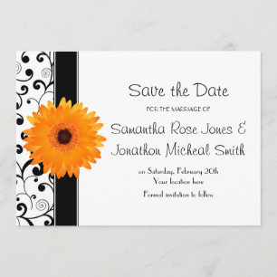 Orange Gerbera Daisy Black Rulla Spara datum Datumet