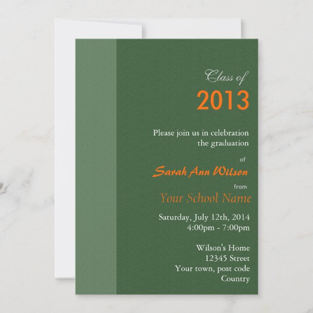 Orange gerbera daisy blommigt studenten inbjudningar (Framsida)