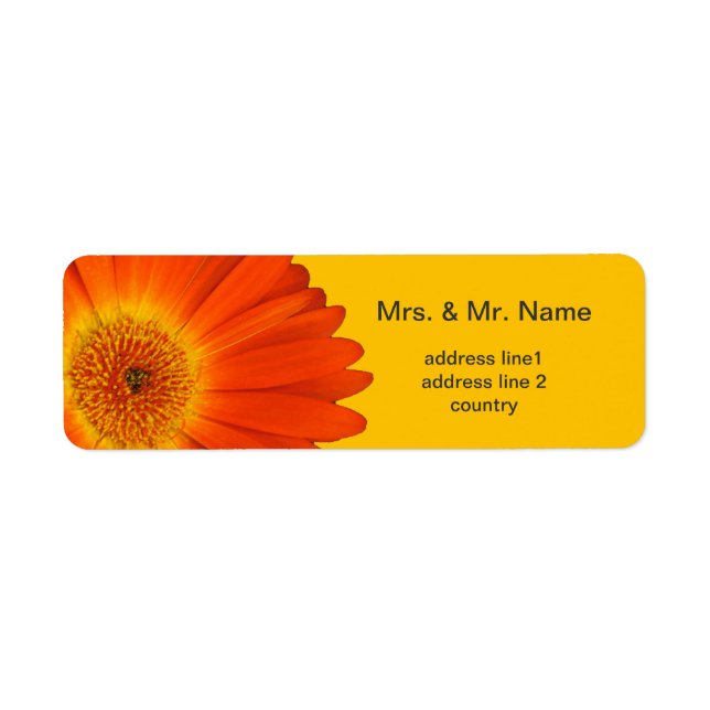 orange gerbera daisy blommor returadress etikett (Framsidan)