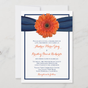 Orange Gerbera Daisy Bröllop för marinkubationer Inbjudningar