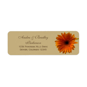 Orange Gerbera Daisy Bröllop Returetiketter Returadress Etikett