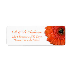 Orange Gerbera Daisy Bröllop Return-adressetikett Returadress Etikett