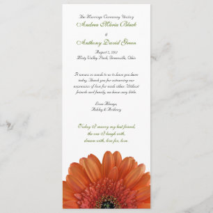 Orange Gerbera Daisy Bröllopsprogram Program