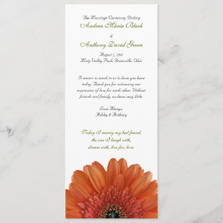 Orange Gerbera Daisy Bröllopsprogram Program