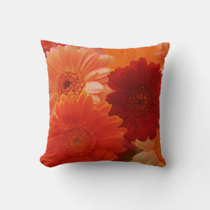 Orange Gerbera Daisy Färgfläckig Dekorativ kudde